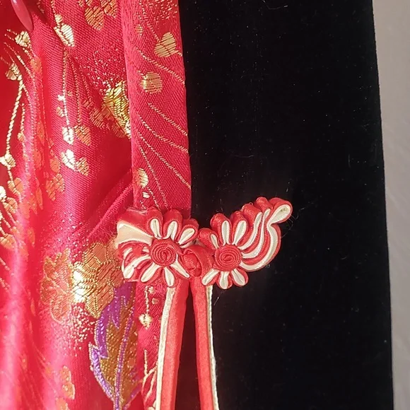 Kim fashion vintage XXL oriental cheongsam embroidered slit dress with neckline - Picture 9 of 9